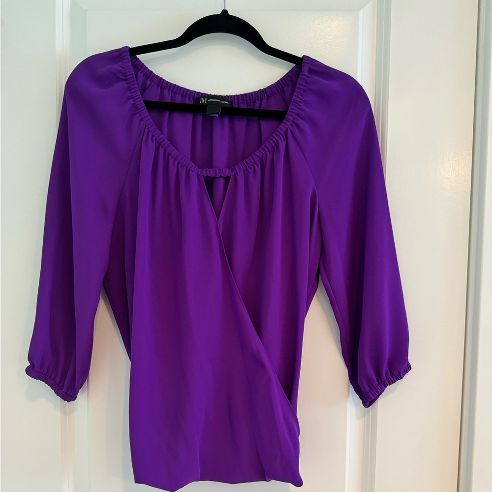 INC purple wrap blouse size Medium